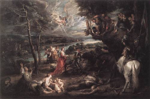 artist-rubens:Landscape with Saint George and the Dragon, 1630, Peter Paul RubensMedium: oil,canvas