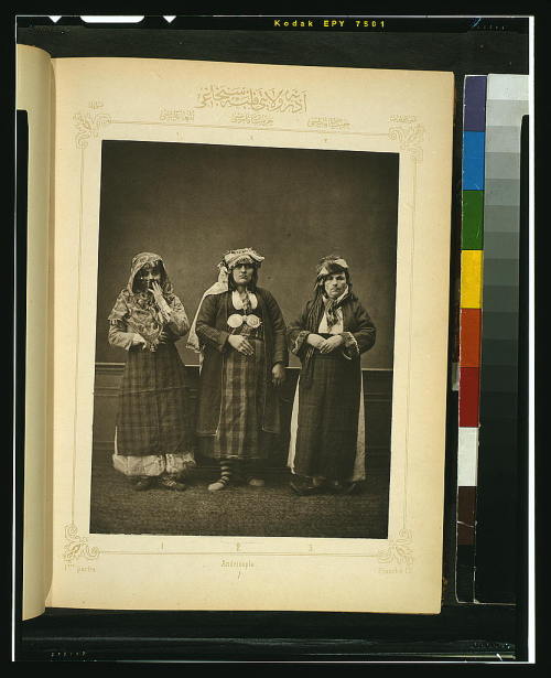 Studio portraits of models wearing traditional clothing from the Vilayet of Adrianople (now Edirne P