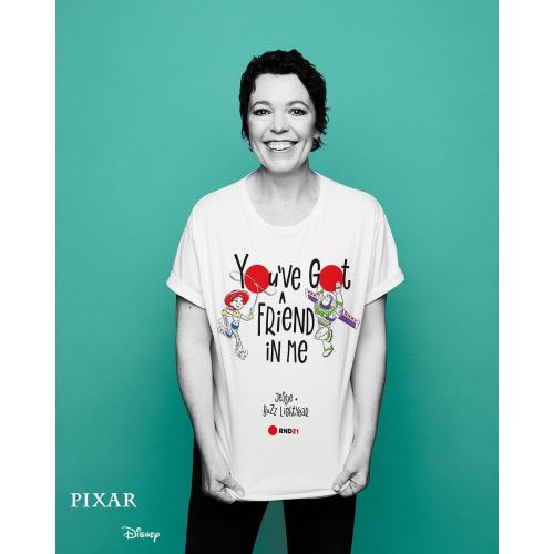 Olivia Colman shot for this years Get your T-shirts @tkmaxx to help Comic relief. Thank you to all i