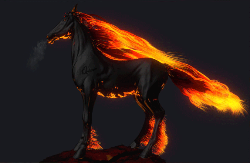 В тот вечер возле нашего огня. Найтмар лошадь. Найтмар мифология. Огнегривый конь Славянский. Огненный конь.
