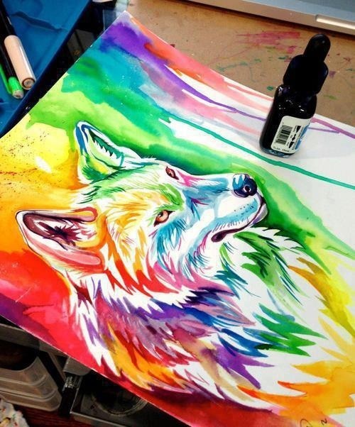 aaliyahluvsya:  Rainbow werewolf sketch