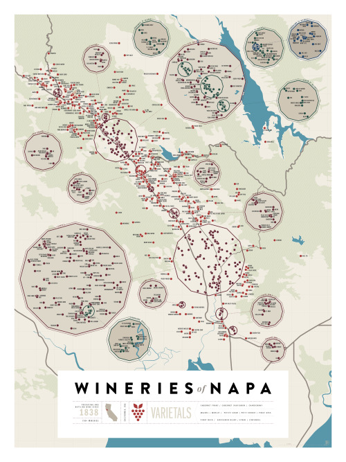 popchartlab: Presenting a perfect pairing of prints: The Wineries of Sonoma and Wineries of Napa ma