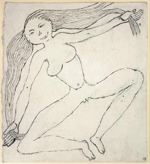 Louise Bourgeois, Untitled, 1996, ink and charcoal on paper, 10 ½ x 10 inches (26.7 x 25.4 cm