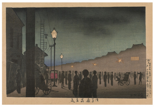 Kiyochika Kobayashi - nocturnal color woodblock prints