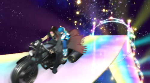 iiyo-iiyo:  Mink would be that bitch who drives off the rainbow road and manages to land on the next part below. Fearless fucking cheater. After the first lap, Aoba just hopes to die quickly. 