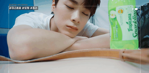 myungjun:  sleepy binnie in the latest ddoca (●´ω｀●)