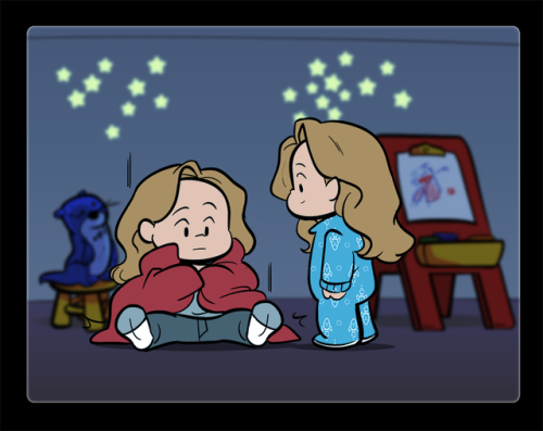 comickergirl:THE FURTHER ADVENTURES FEELINGS OF SMOL DANVERS AND LI’L RED - “Stitch’d!”