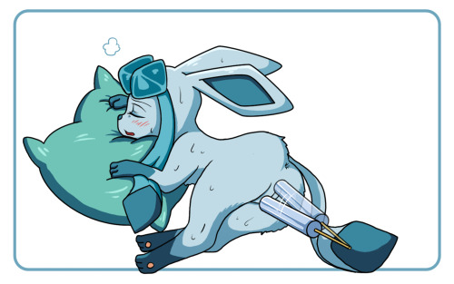 dosomepokemon:Glaceon can have a rough time of it in the Summer months. Help her keep cold by giving her a chilly treat. Heck, if it seems she needs more help  maybe give her two! And if they melt a little bit, that just means you have a refreshing treat