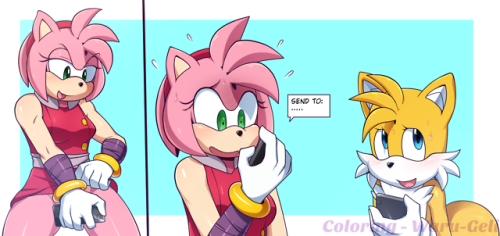 Amy SextingColoring Commission Orignal artist: ExtraSpecialZone inkbunny.net/Extra