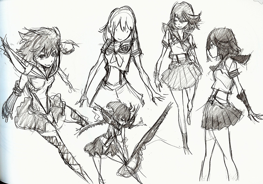 h0saki:More Ryuko and Kamui Senketsu designs. Looks like she was supposed to have