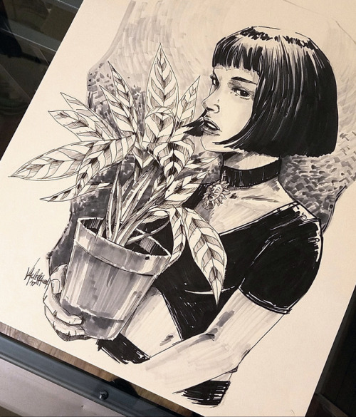 &ldquo;Mathilda&rdquo; 2nd half of my #LeonTheProfessional set for #inktober !Stay tuned for