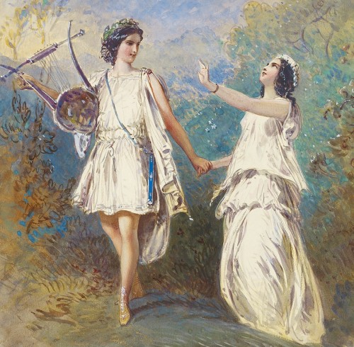 hildegardavon:Egron Sellif Lundgren, 1815-1875Orfeo e Euridice, ca.1860, watercolour, 31.4x32.2 cm T