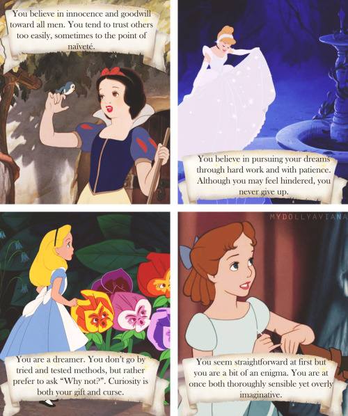 mydollyaviana:What Your Favourite Disney Female Character Says About You - for male photoset click h