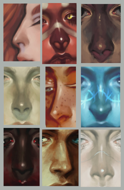 harteus:
“ super quick nose painting tutorial + a million examples, because i can’t get enough of these darn noses. i wanna stroke them forever.
”