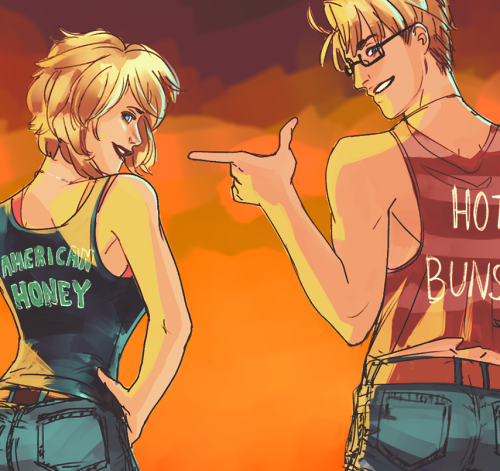 skyootumcrux:Commission #9: for Kisemisis, Americas in Daisy Dukes :Dthank you so much for commissio