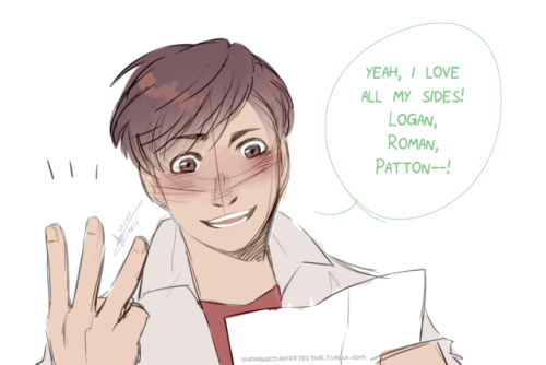 thatsthat24:theasgardiandetective:New Sanders sides video, new name for one of the lads! Patton suit