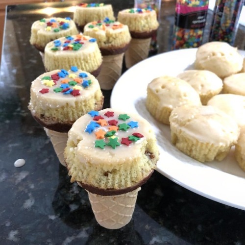 Having a baking day w my granddaughter. She made ice cream cupcakes just for fun. #kidsinthekitchen 