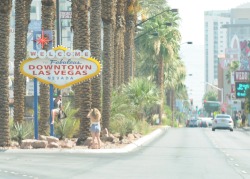 So I see these two taking pictures at the Downtown Vegas sign.