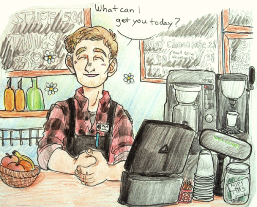 babelstrudel:  for my art trade with pinkmilkbutt, who requested a “coffeshop au fili” and i love that kinda stuff to bits yo  