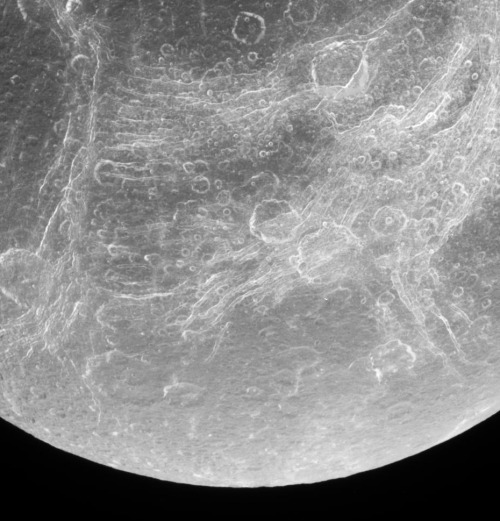 Dione, moon of Saturn, photographed by the Cassini space probe on April 12, 2015. (NASA/JPL)