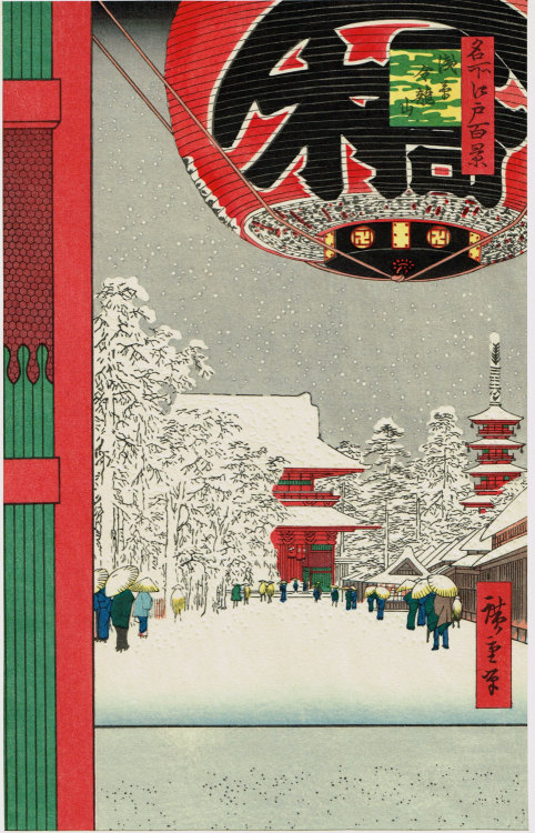 ukiyoecosmos:Japanese Ukiyo-e Woodblock print, Hiroshige, “Kinryûzan Temple, Asakusa&rdq