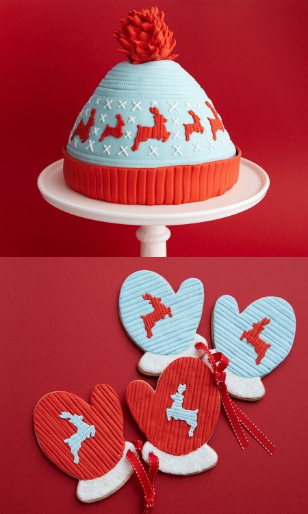 DIY Knit Hat Cake and Matching Mittens from the Cake Girls. The knit hat cake tutorial can be found 