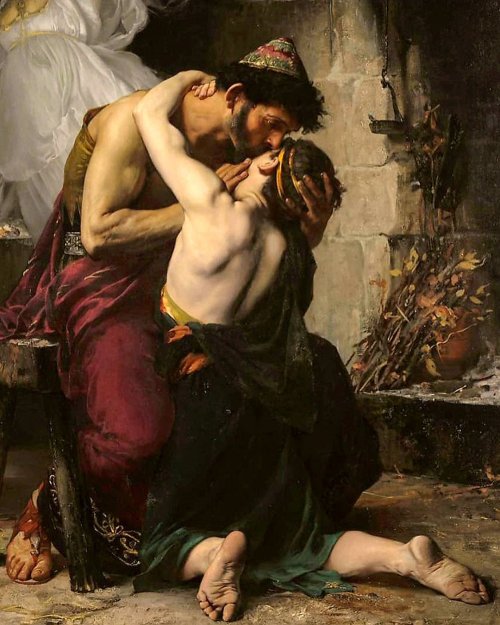 langoaurelian:  ‘Reunion of Odysseus and Telemachus’~ Henri-Lucien Doucet  1880