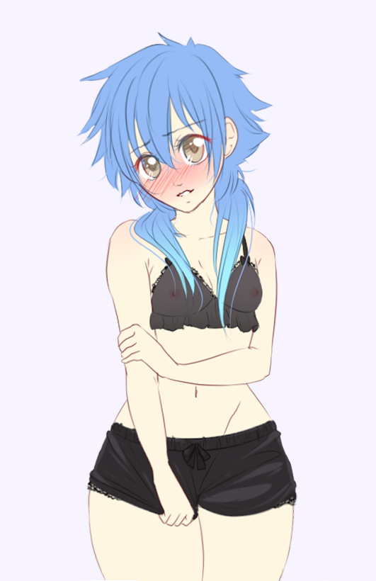 cosmic-artsu:  As promised; Aoba wearing lingerie for her precious girlfriends! With