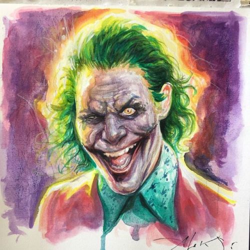 I’ll be at the San Diego @comic_con this week. Sketches, watercolors like this Joker on sale at my t