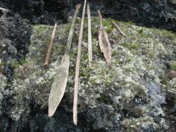 coolartefact: Kayak paddles and stone tipped spears dating to the early to mid 1700s found in a cache in a lava tube at the Bering Land Bridge National Preserve [1408x1056] Source: http://i.imgur.com/sIW6SPs.jpg 