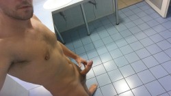 ken25go:  Naked in a public toilet.  