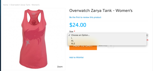 frogbitch:  everything else on blizzard’s website comes in smaller sizes but in order to be worthy of wearing the zarya tank you have to be zarya-sized 