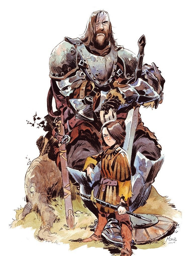 picandscroll:  Arya &amp; The Hound &ldquo;Clegane and Stark&rdquo; by