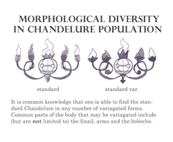 shattered-earth:  A short guide to morphological differences in chandelure. Naturally there are variations in the litwick and lampent populations as well ;D