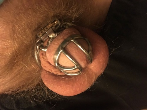 permanent-male-chastity:One year. Four chastity devices later. A lot of work but it’s finally less t