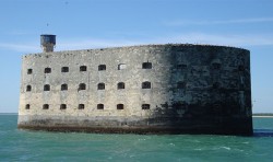 sixpenceee:Fort BoyardTaking nearly 50 years to the build, this French fortification/concrete island was no easy project. By the time the French military was done  building it in 1857, however, advancements in gun technology had made  its military and