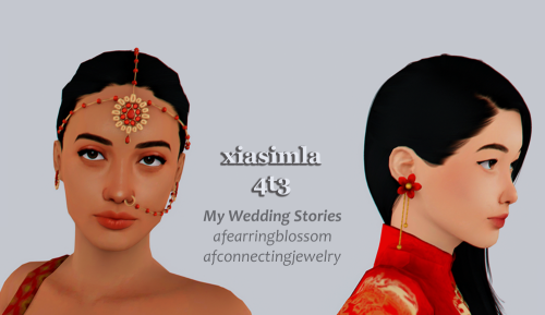 4t3 My Wedding Stories Blossom Earrings and Connecting Jewelry (Maang Tikka and Nath)Converted some 