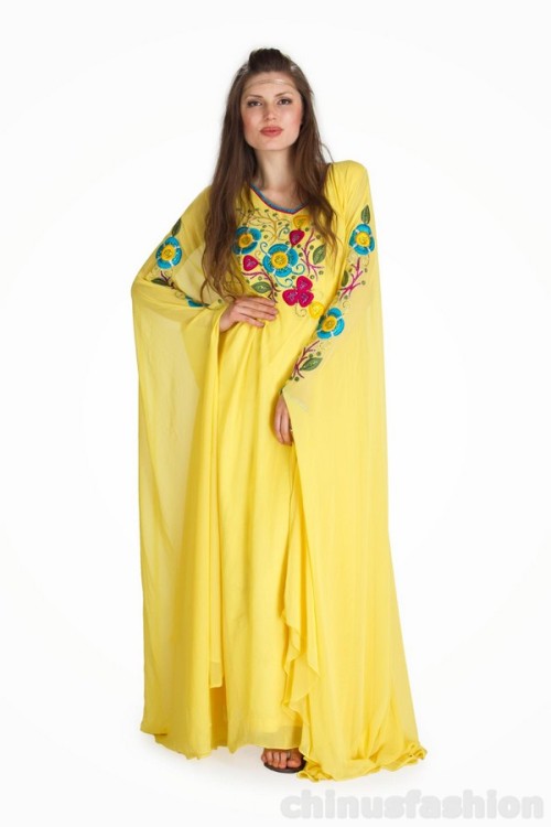 Amiee Yellow Georgette Gown Style Kaftan Elegant, Amiee yellow georgette, gown style kaftan is an ex