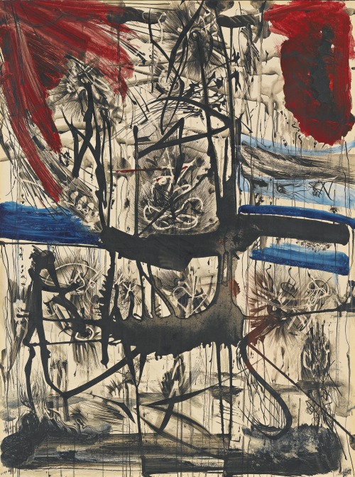 thunderstruck9:  Alfonso Ossorio (Filipino/American, 1916-1990), Fourth of July, 1954. Watercolor, ink and wax on paper mounted on board, sheet: 40 x 30 in. 