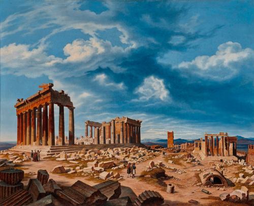 amare-habeo:Hubert Sattler (Austrian, 1817 – 1904) The ruins of Parthenon of the Acropolis in Athens