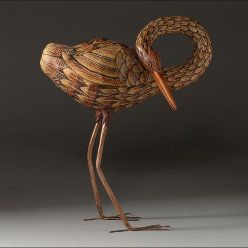 Waterbird carved from a gourd.