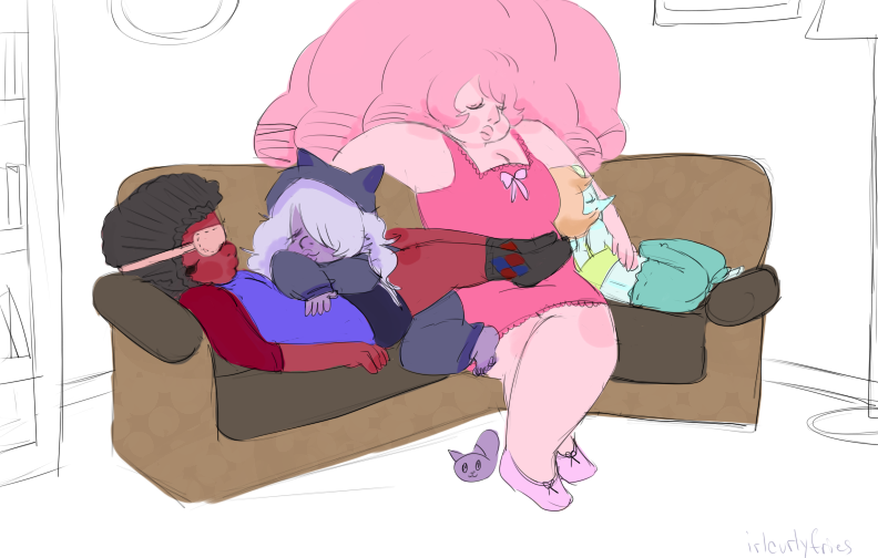 irlcurlyfries:  Sleepy, slumber party gems. I gave up on this comic idea. Take these