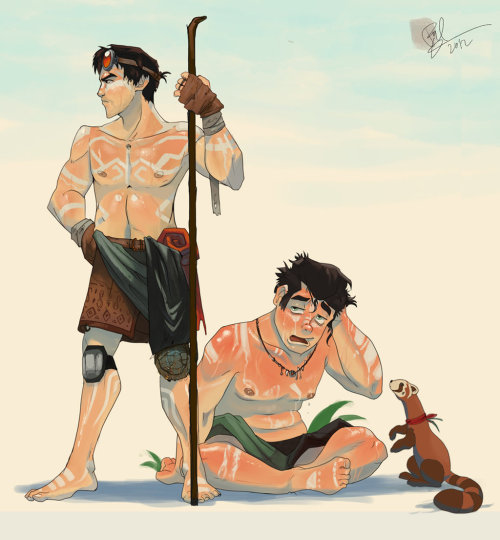 wlfgrrl:Sunburn Korra, Sunburn Asami & Sunburn Mako and Bolin by Lord PhillockKorra and Asami~ < |D’“