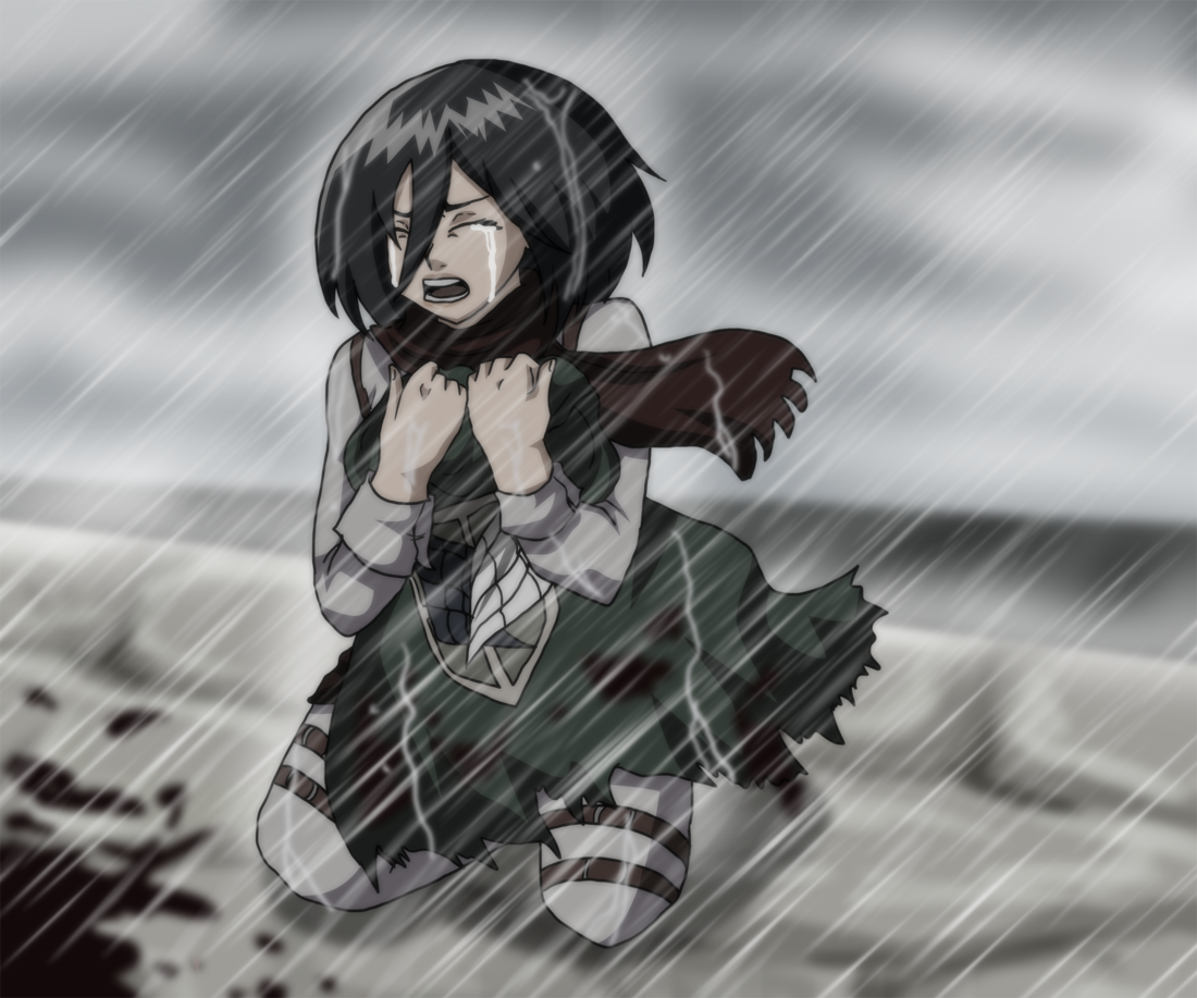 aprilestrange:  AU. What if Levi had been killed protecting Mikasa? Poor girl’s