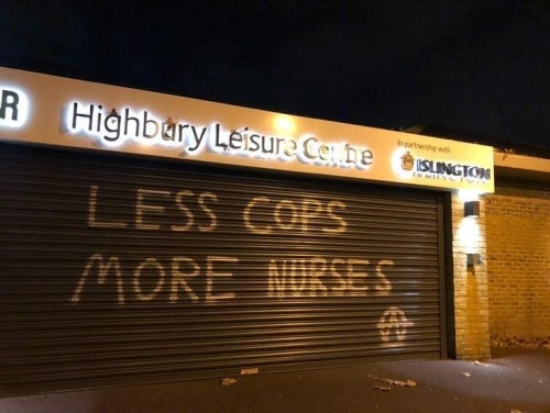 “Less Cops, More Nurses” Spotted in North London