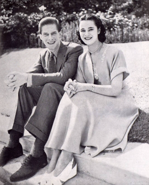 The Earl of Harewood and his fiancée Marion Stein (later Countess of Harewood), St James’s Palace, 1