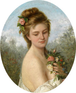 loumargi:  T. Mazzoni, circa 1880 Girl with Roses 