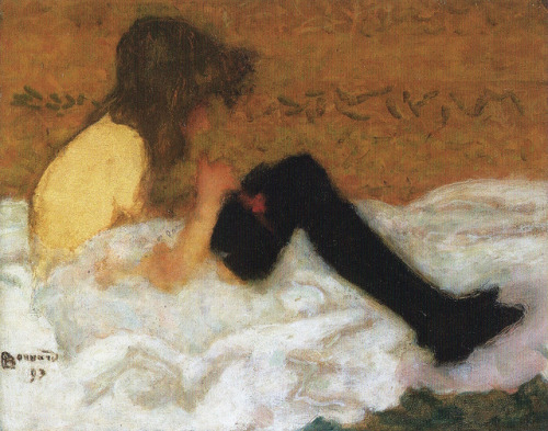 huariqueje:Pierre Bonnard and the Black Stockings …French, 1867-1947Young Woman Seated on a Chaise L