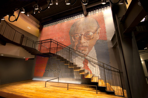 Erik den Breejen:  Ahmet Ertegun, 2014.  20 x 23 foot mural commissioned by Atlantic Records for the