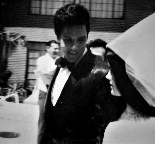 ladypresley: Elvis and Priscilla Presley outside the Aladdin Hotel in Las Vegas, NV., May 1, 1967.